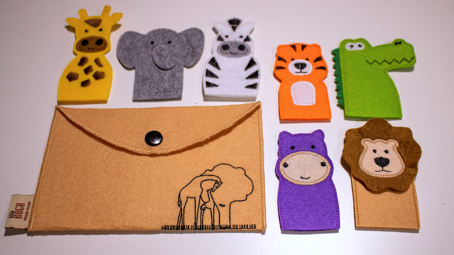Safari Animal Finger Puppets – Set of 8