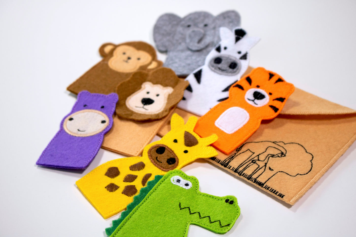 Safari Animal Finger Puppets – Set of 8