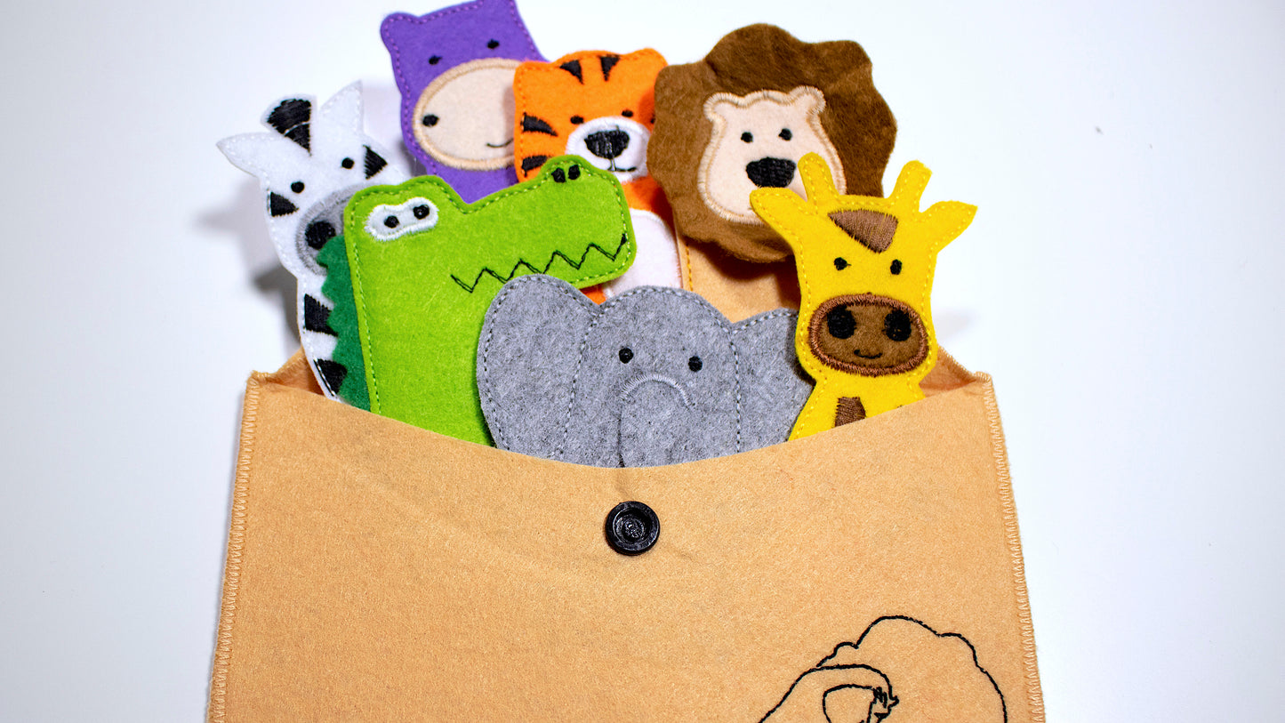 Safari Animal Finger Puppets – Set of 8