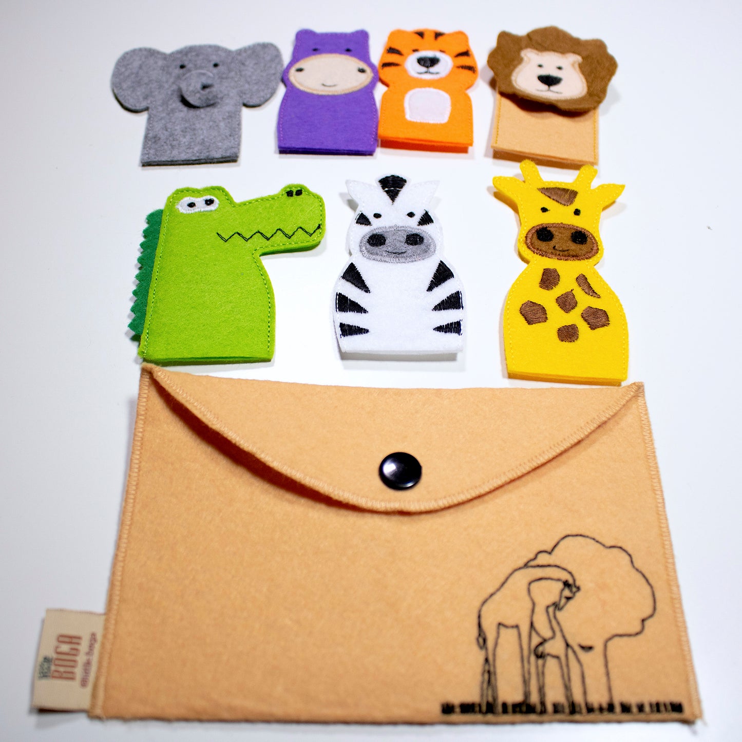 Safari Animal Finger Puppets – Set of 8