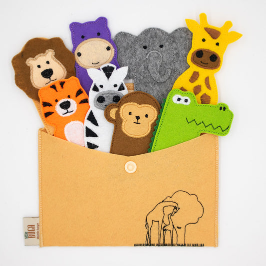 Safari Animal Finger Puppets – Set of 8