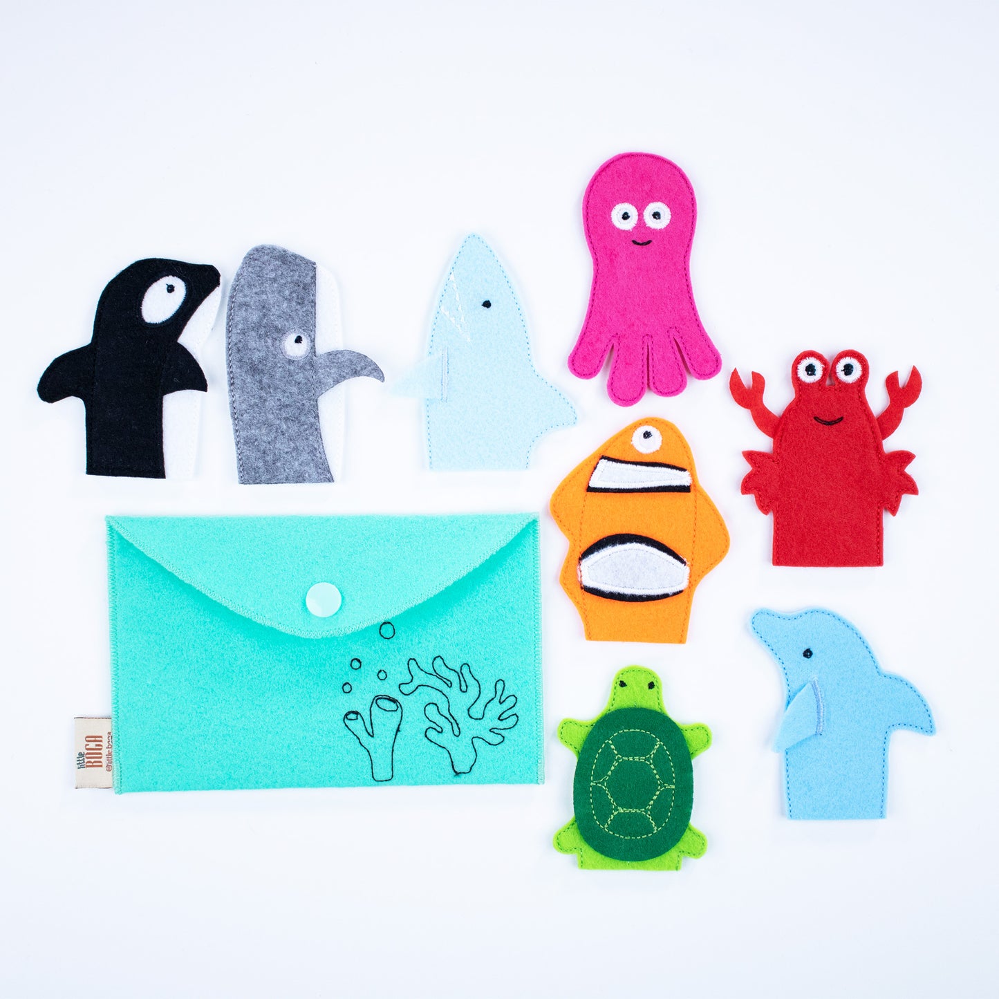 Meerestiere Fingerpuppen – Set von 8