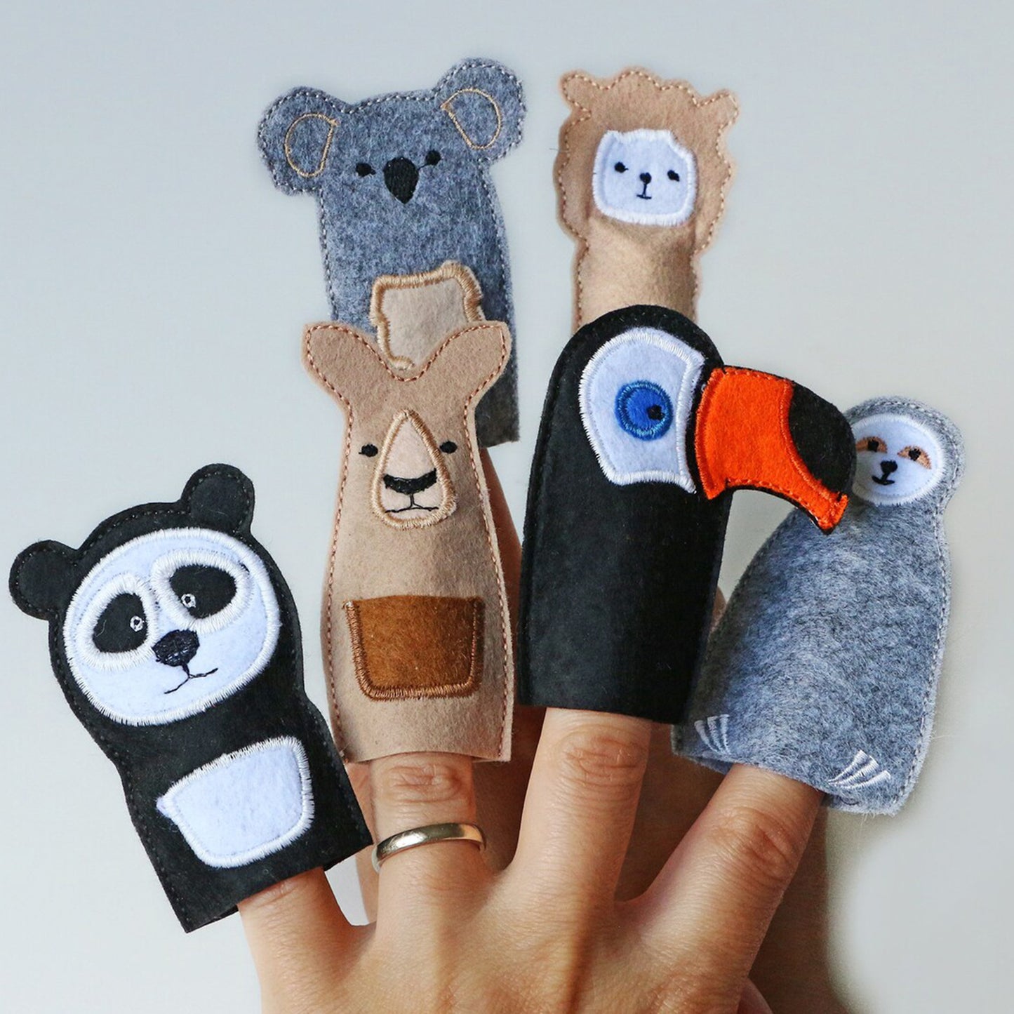 Exotische Tiere Fingerpuppen – Set von 6